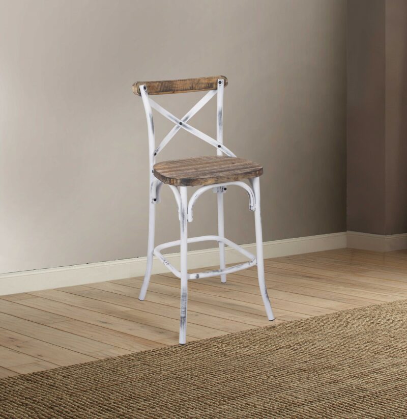 20" Brown And White Iron Bar Chair - Image 8