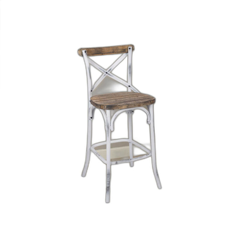 20" Brown And White Iron Bar Chair - Image 2