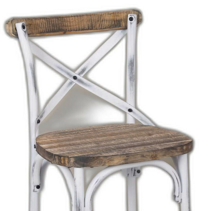 20" Brown And White Iron Bar Chair - Image 4