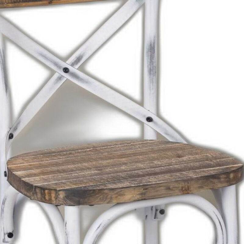 20" Brown And White Iron Bar Chair - Image 7
