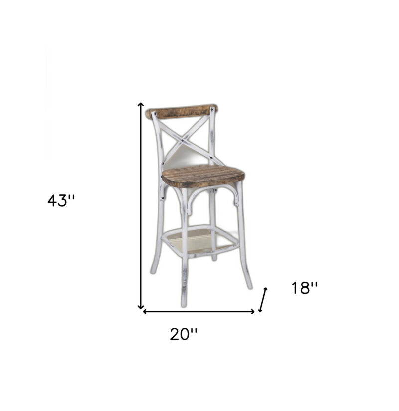 20" Brown And White Iron Bar Chair - Image 9