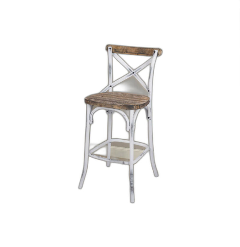 20" Brown And White Iron Bar Chair - Image 6