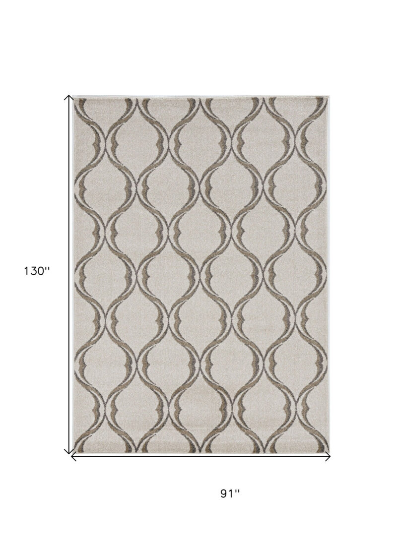 8' X 11' Ivory Moroccan Indoor Outdoor Area Rug - Image 3