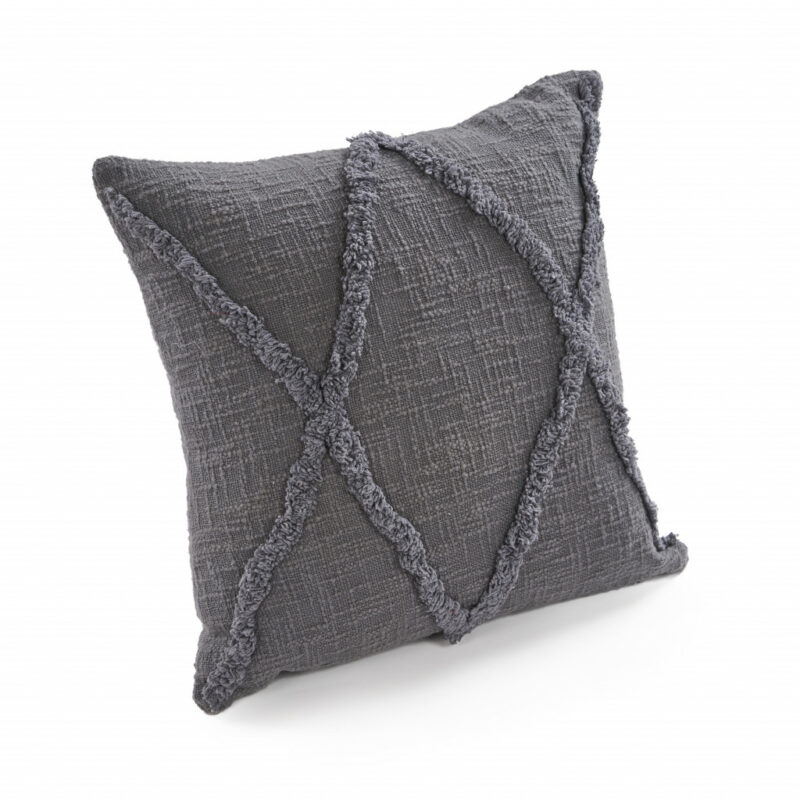 20" X 20" Dark Gray 100% Cotton Geometric Zippered Pillow - Image 3