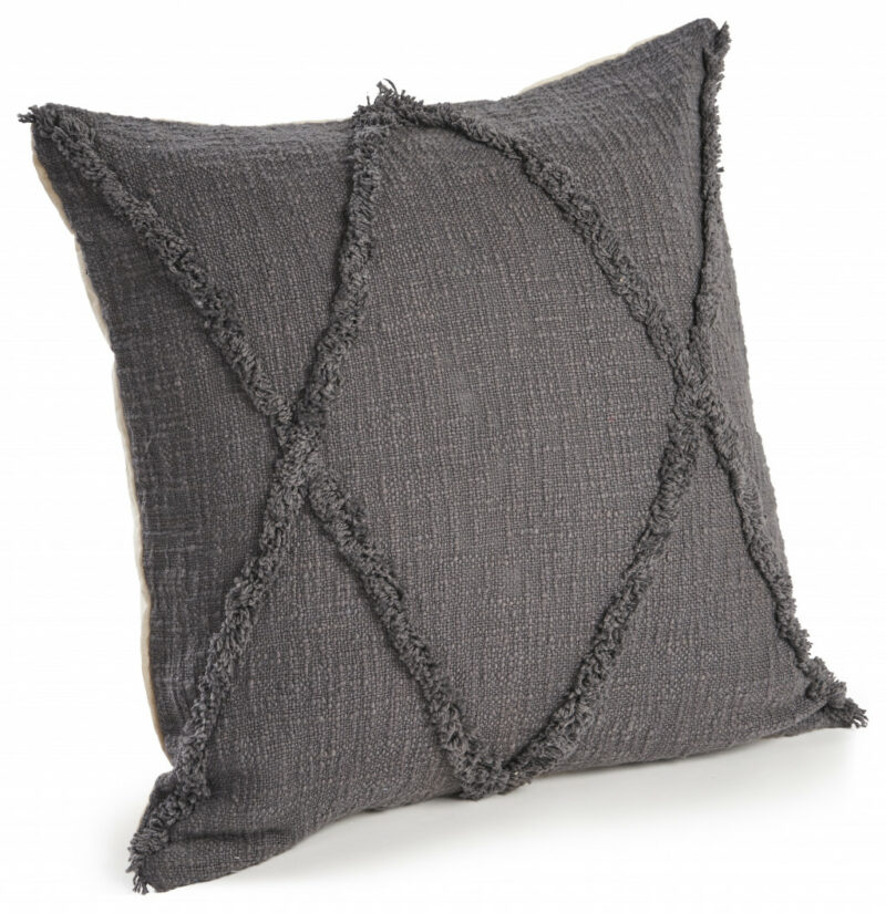 20" X 20" Dark Gray 100% Cotton Geometric Zippered Pillow - Image 4