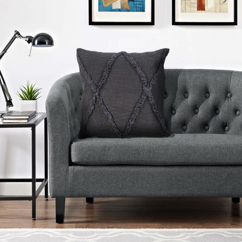 20" X 20" Dark Gray 100% Cotton Geometric Zippered Pillow - Image 7