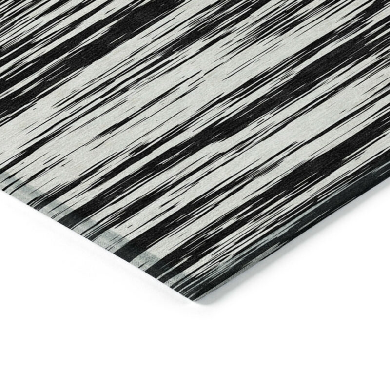 10' X 14' Black And Ivory Abstract Washable Indoor Outdoor Area Rug - Image 4