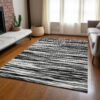 10' X 14' Black And Ivory Abstract Washable Indoor Outdoor Area Rug - Image 7