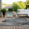 10' X 14' Black And Ivory Abstract Washable Indoor Outdoor Area Rug - Image 9
