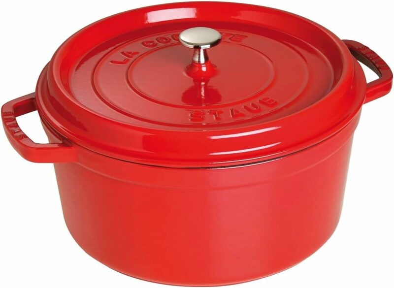 STAUB La Cocotte 6.75 L Cast Iron Round Cocotte, Cherry