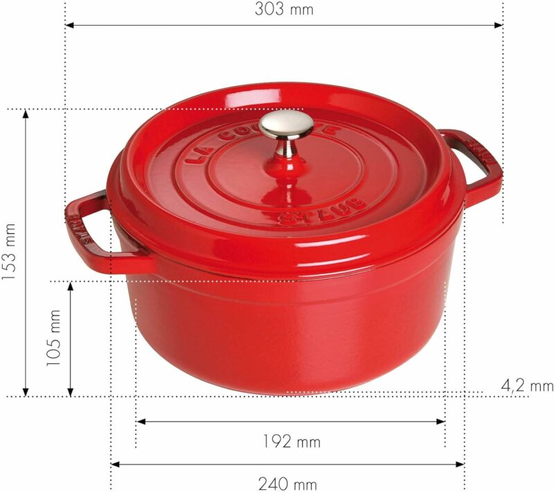 STAUB La Cocotte 6.75 L Cast Iron Round Cocotte, Cherry - Image 2