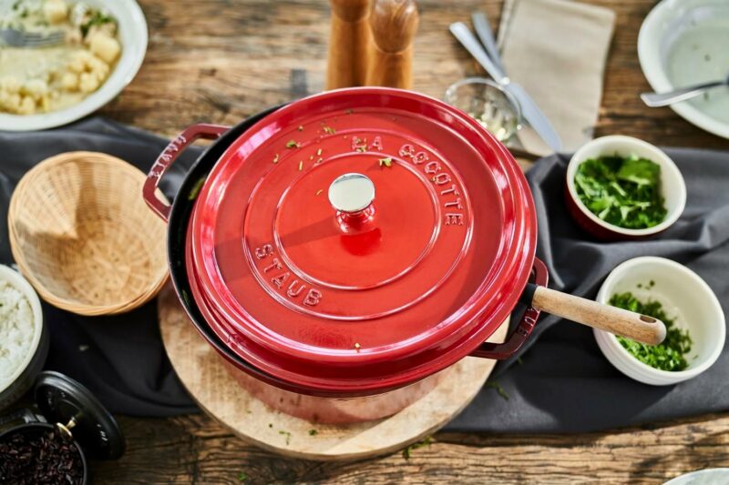 STAUB La Cocotte 6.75 L Cast Iron Round Cocotte, Cherry - Image 4